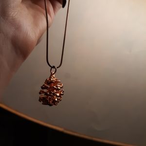 Copper pinecone necklace